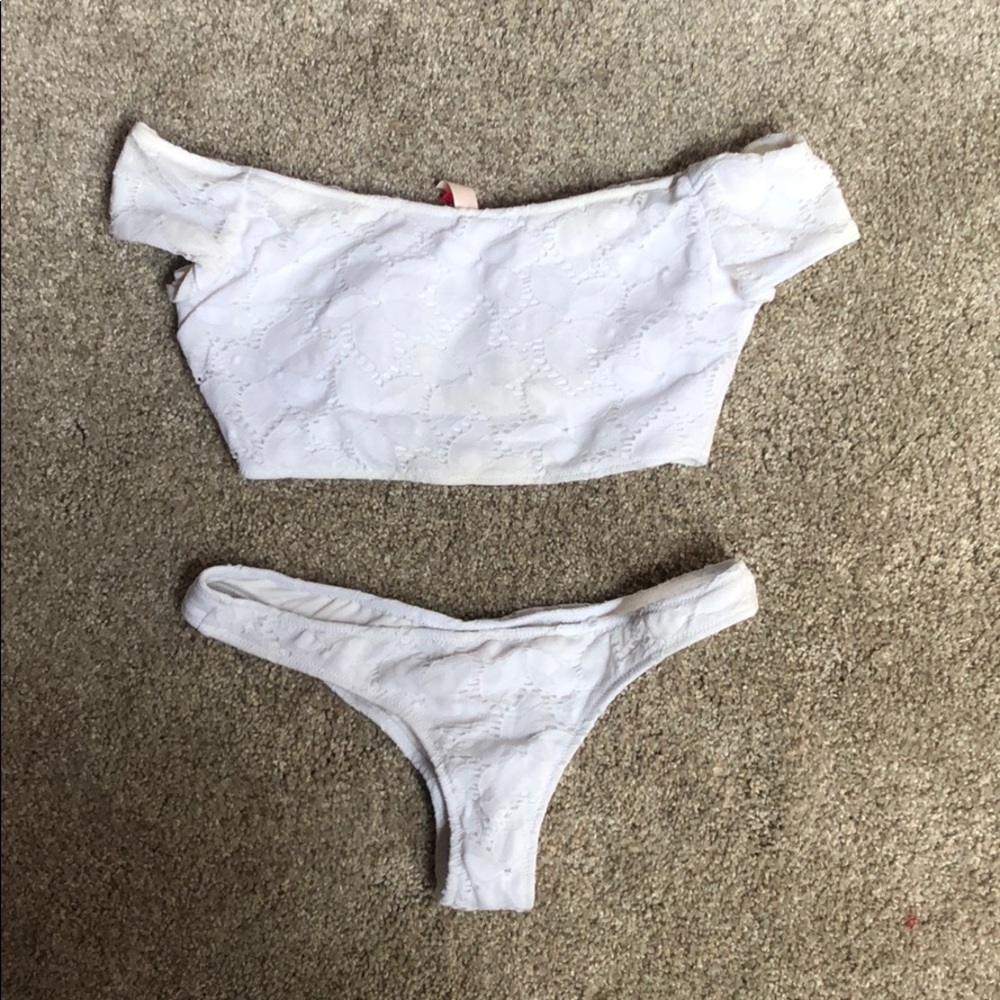 Crochet White Crop Bikini